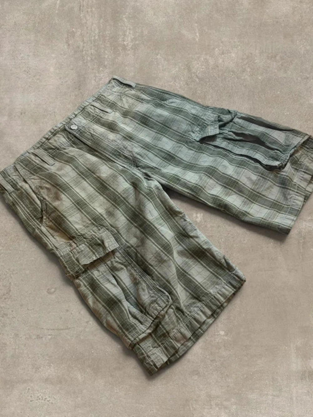 Vintage Levis Plaid Plaid Cargo Shorts Mens 32 Green Y2K Skater
